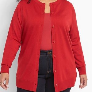 Lane Bryant’s Red Button-Front Cardigan